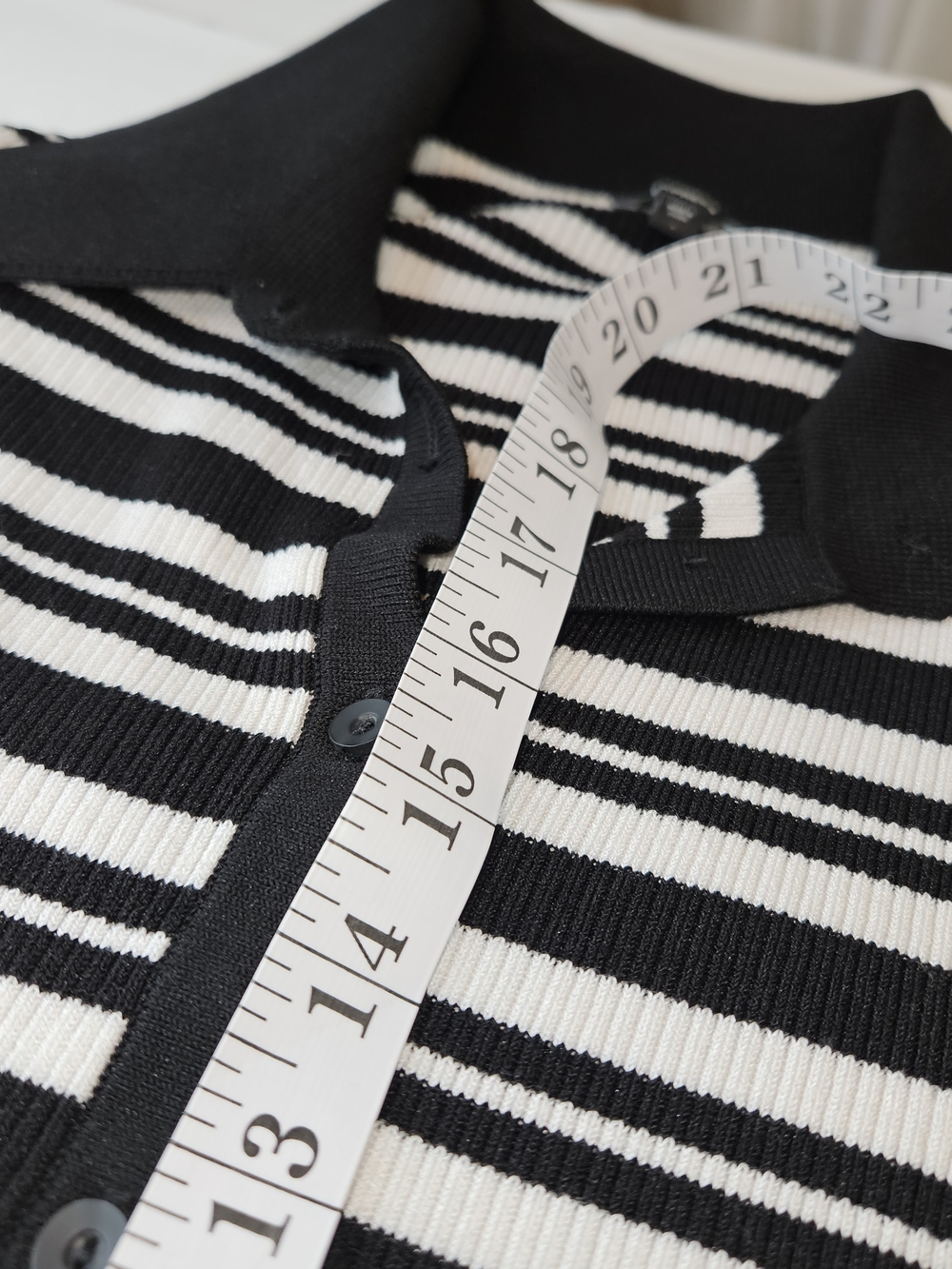 Express Black & White Striped Button-Up Knit Cardigan - Picture 11 of 12
